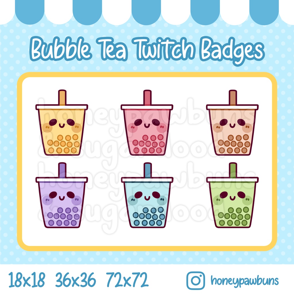 Kawaii Boba Tea Twitch Badges