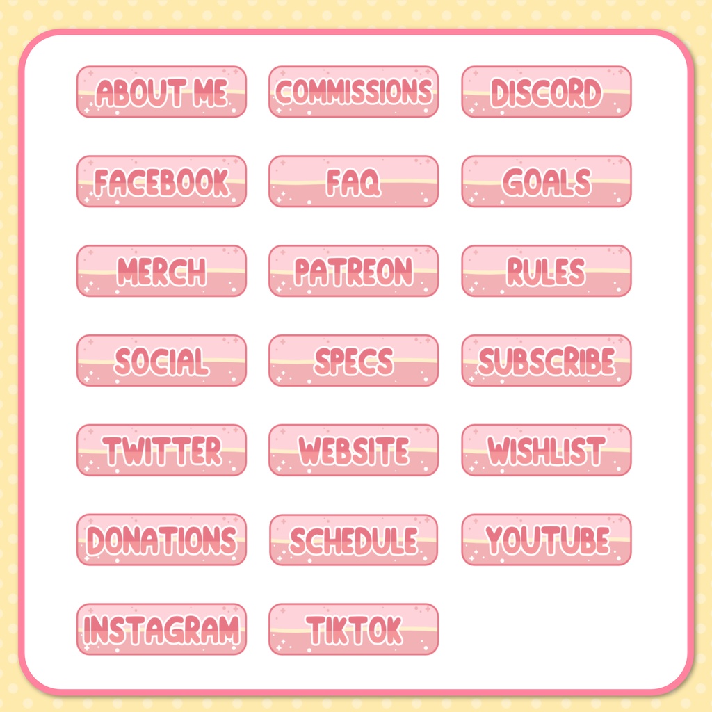 Twitch Panel Set Pink With White Cats