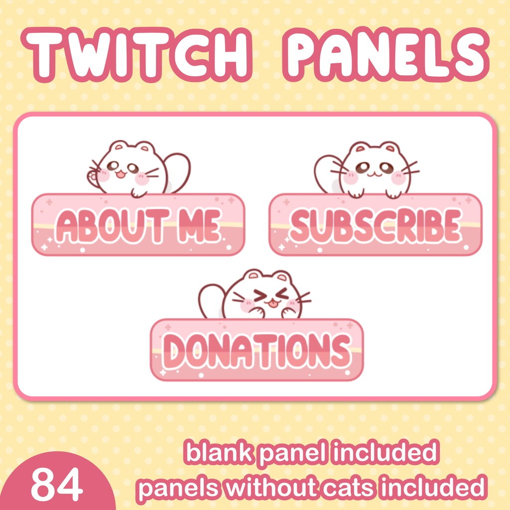 Twitch Panel Set Pink With White Cats