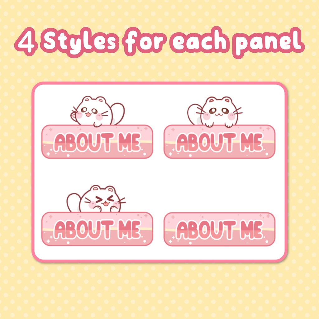 Twitch Panel Set Pink With White Cats