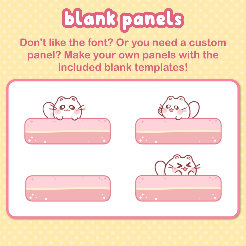 Twitch Panel Set Pink With White Cats