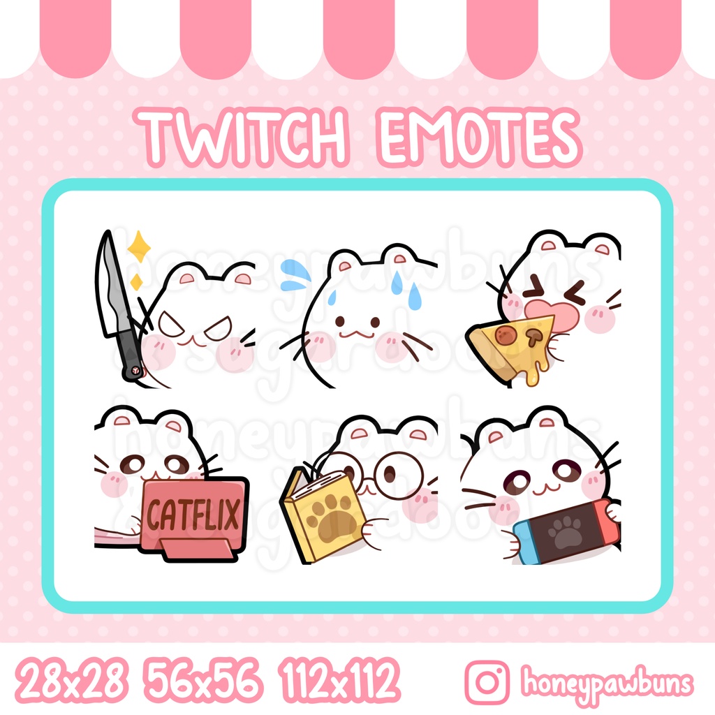 White Cat Emote Set and Single Emotes 2