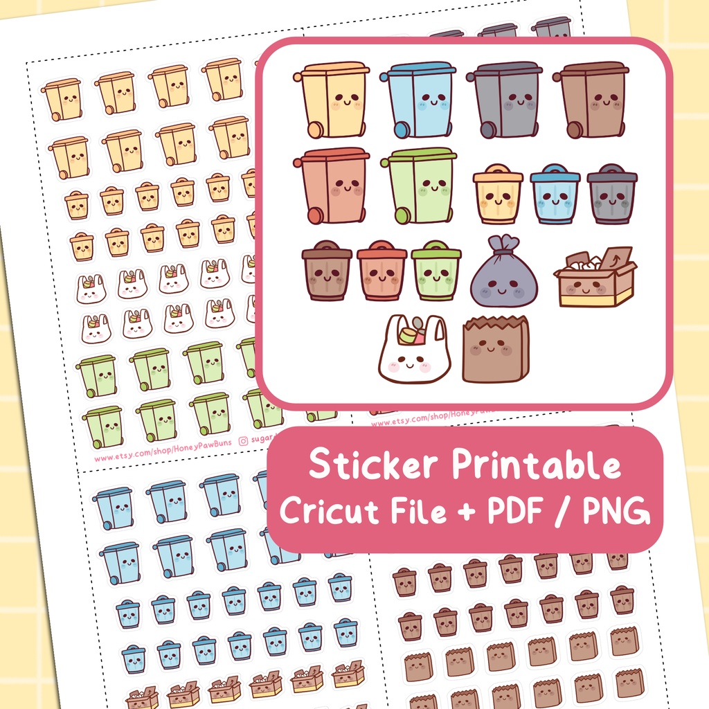 Trash Bins Sticker Printable - Download