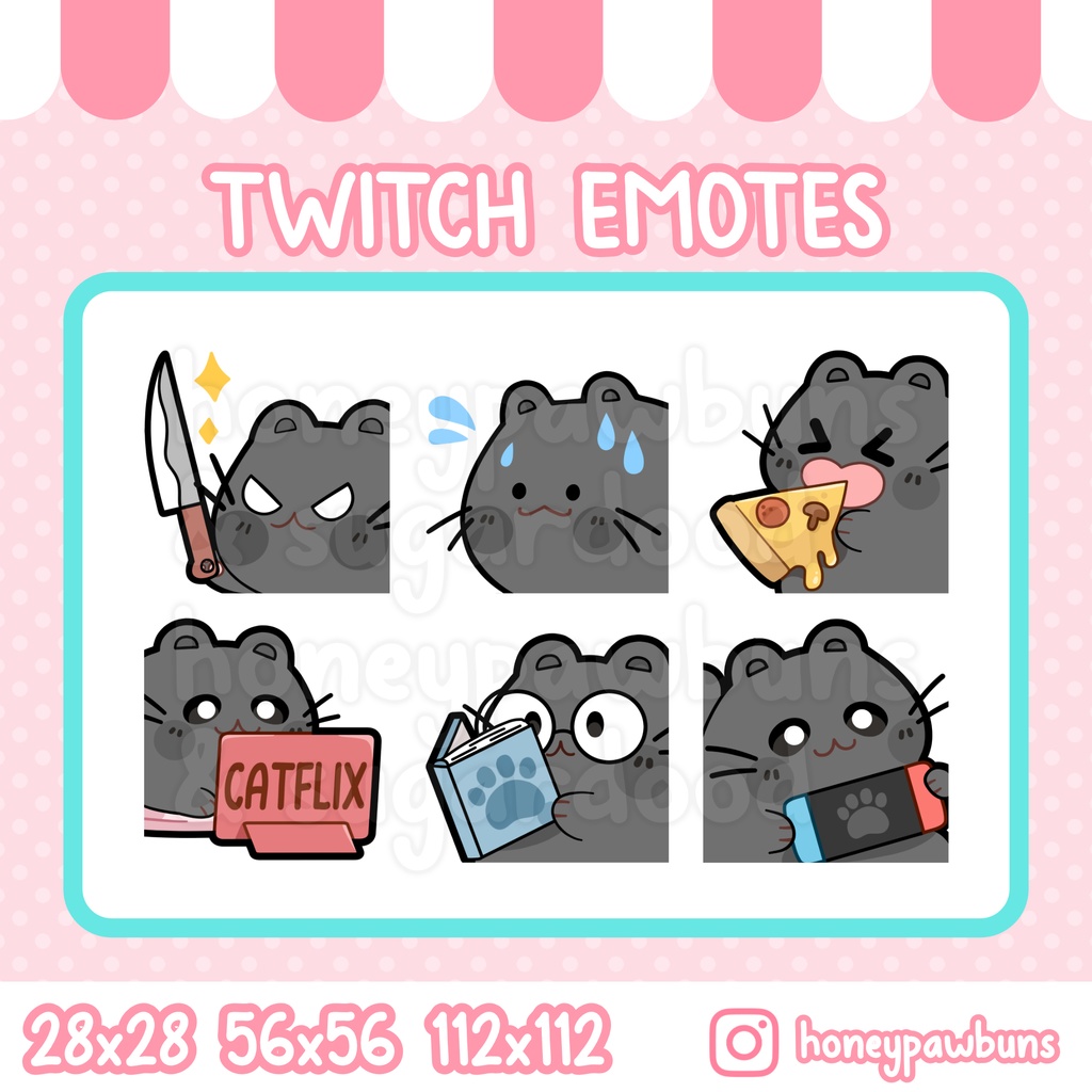 Black Cat Emote Set and Single Emotes 2