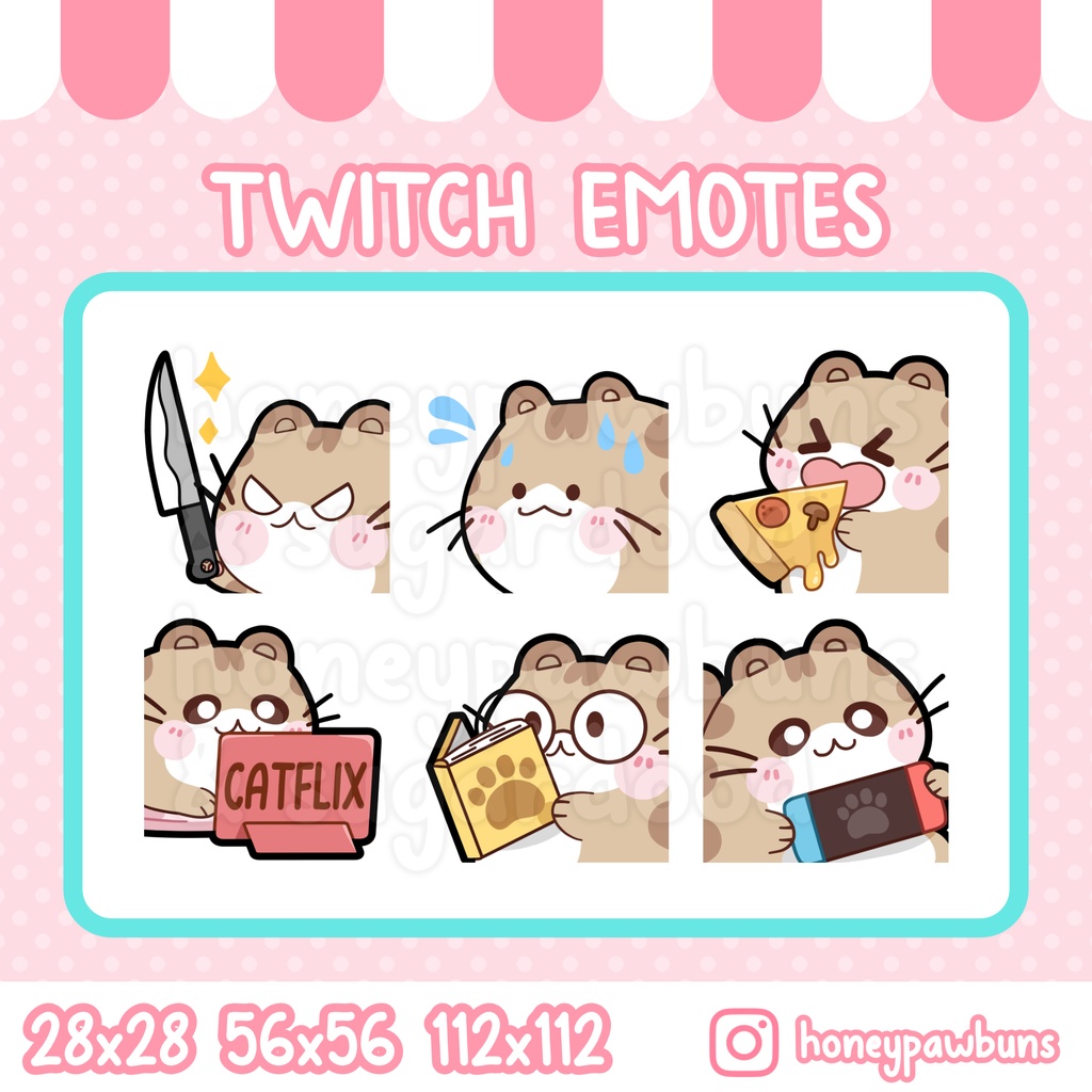 Creme Tabby Cat Emote Set and Single Emotes 2