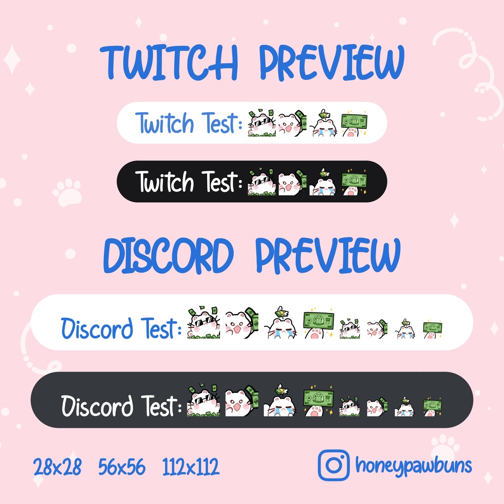 White Cat Money Twitch Emotes