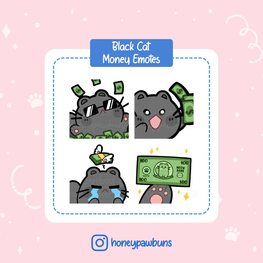 Black Cat Dollar Twitch Emotes