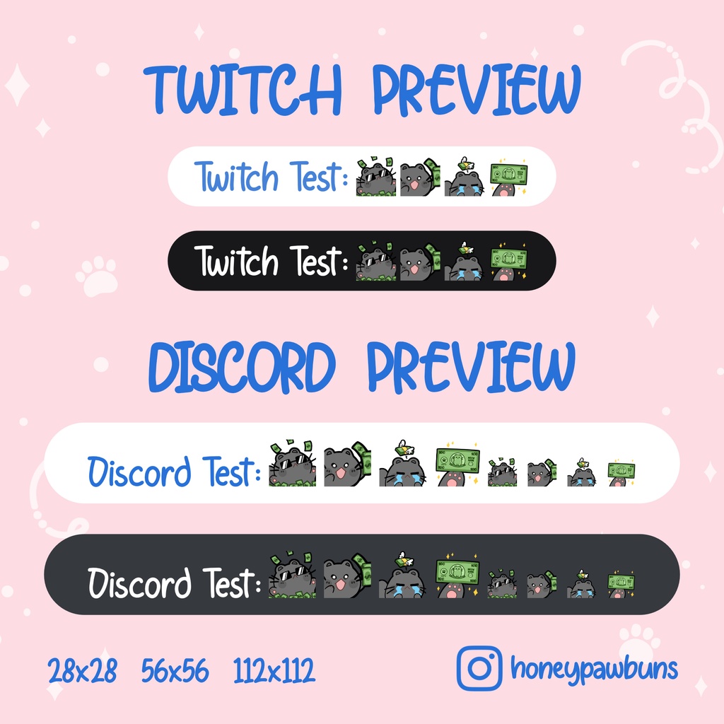 Black Cat Dollar Twitch Emotes