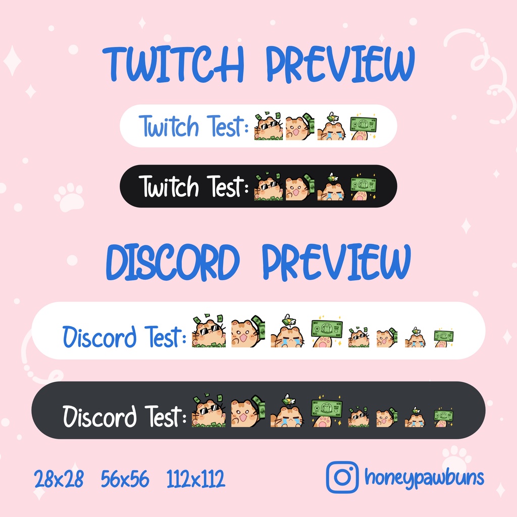 Orange Cat Twitch Emotes: Money and Dollar
