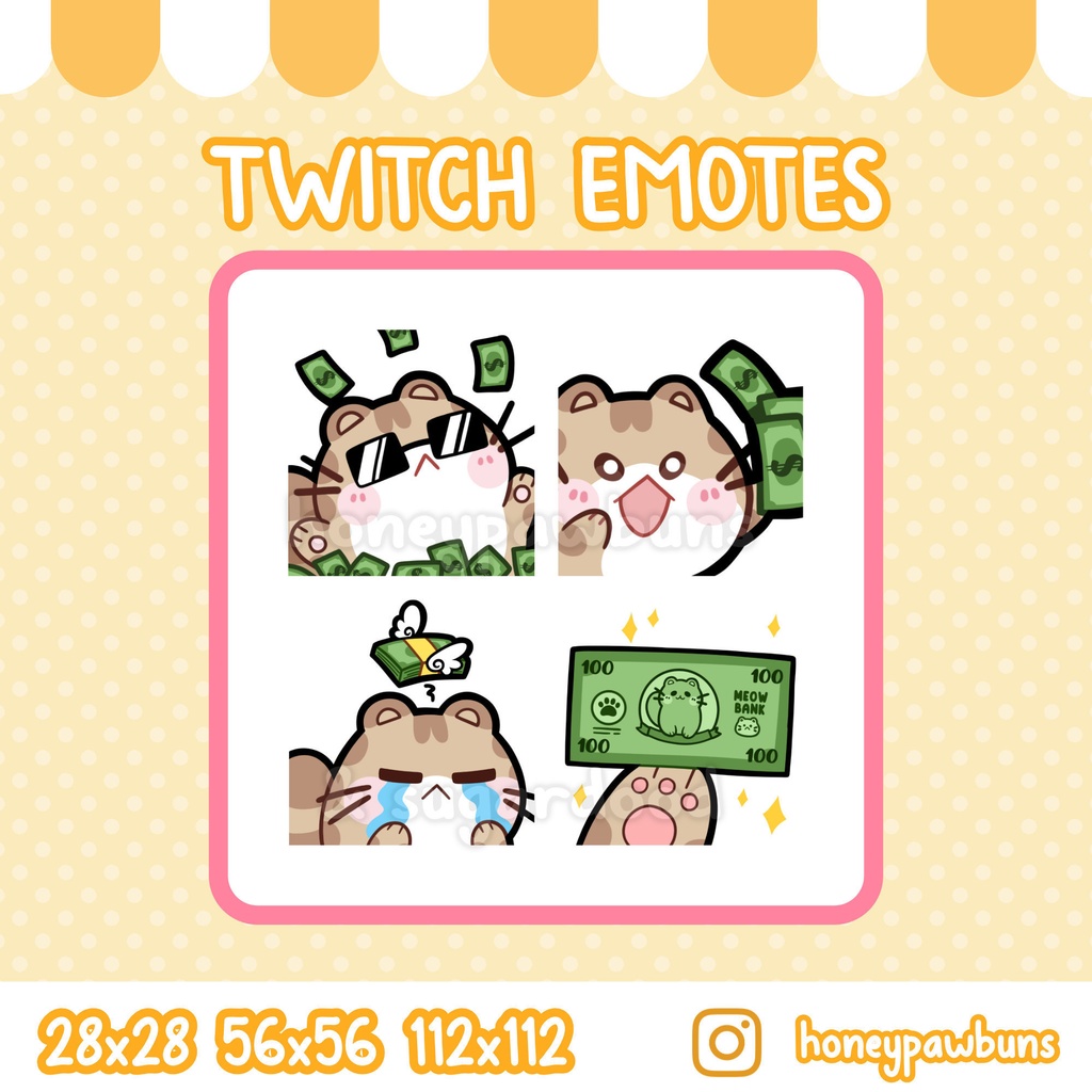 Creme Cat Money Emote Set And Single Emotes Sugardood Booth