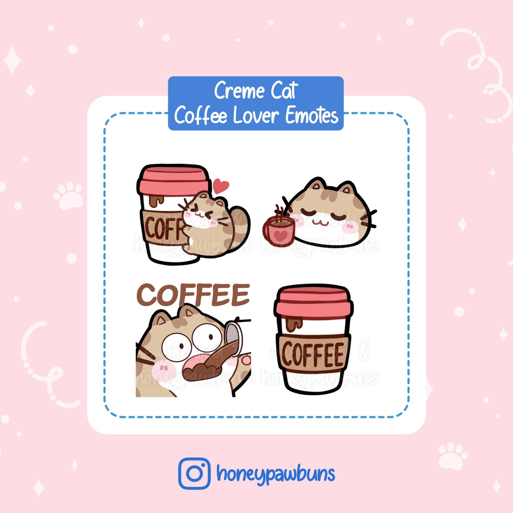 Creme Tabby Cat Twitch Emotes: Coffee Love