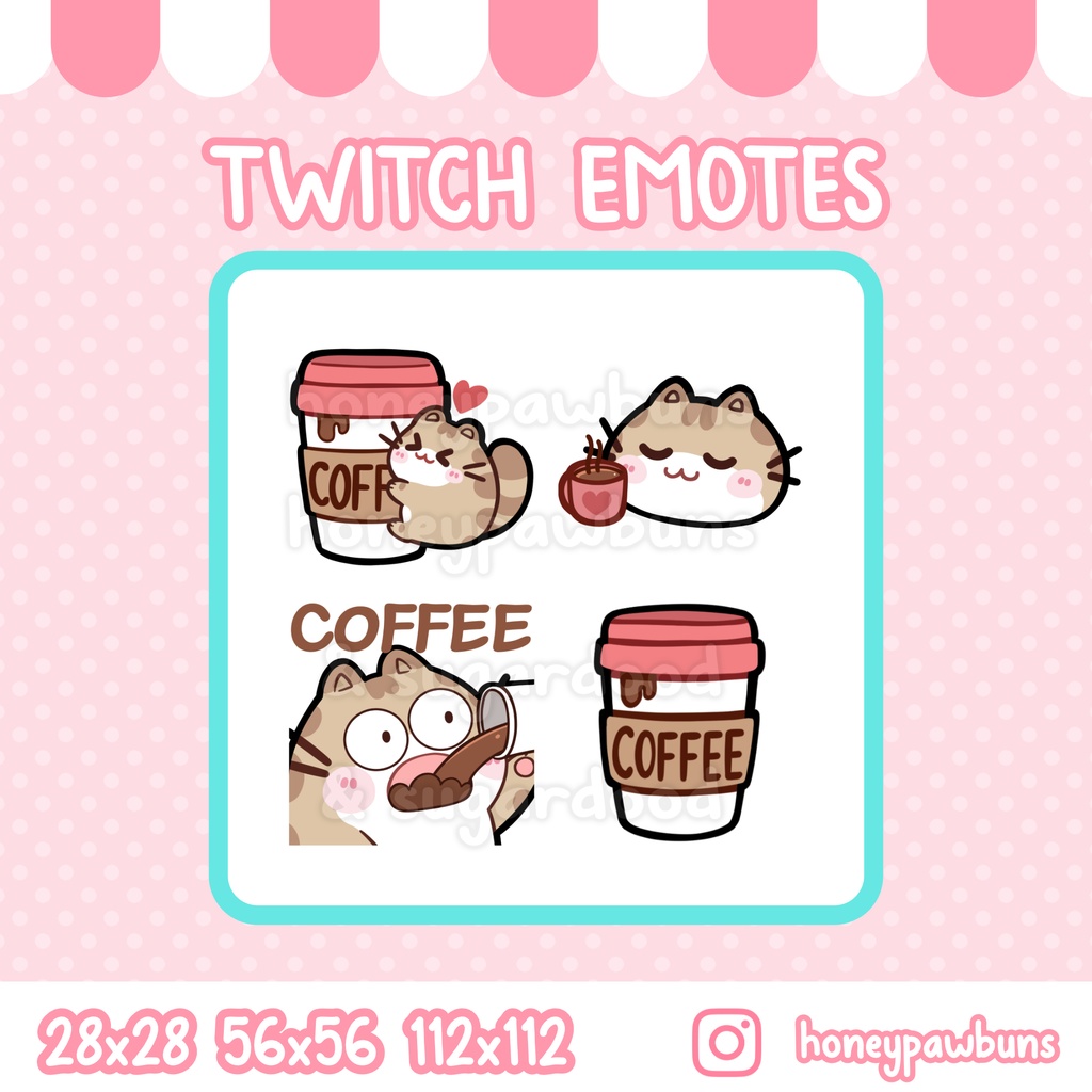 Creme Tabby Cat Coffee Emote Set and Single Emotes