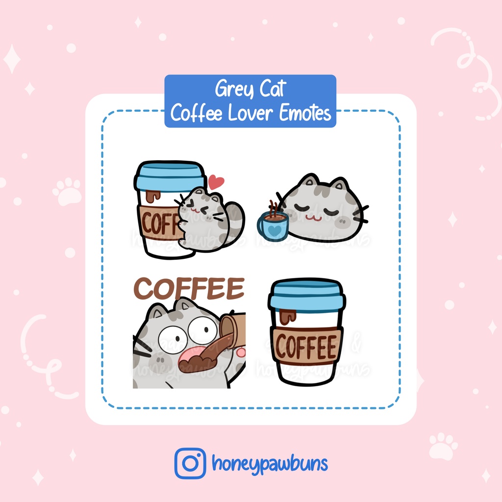 Grey Tabby Cat Coffee Twitch Emotes