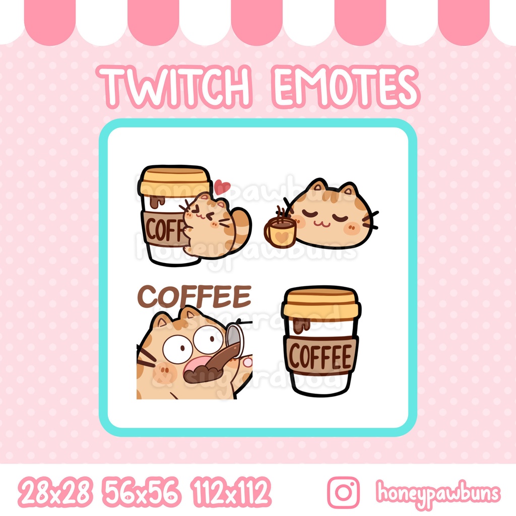 Ginger Tabby Cat Coffee Emote Set and Single Emotes