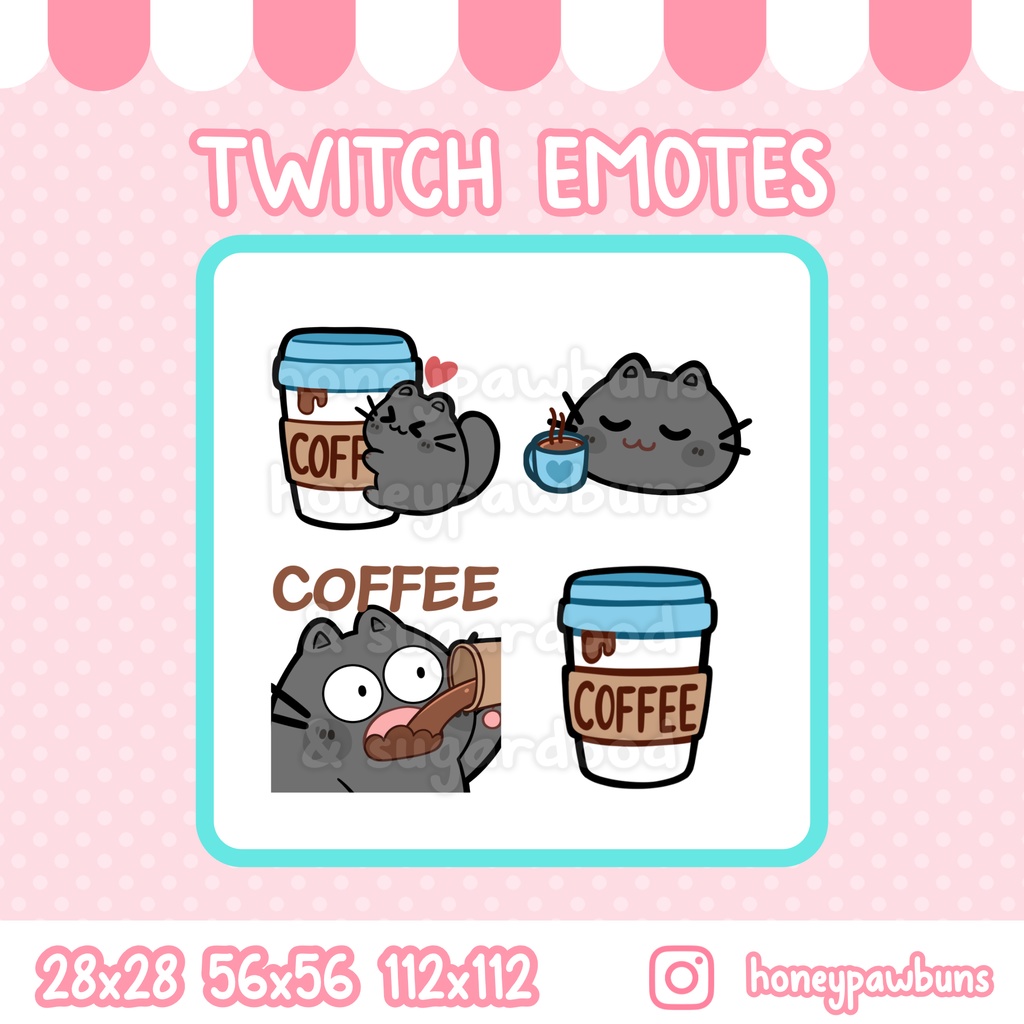 Black Cat Coffee Emote Set and Single Emotes
