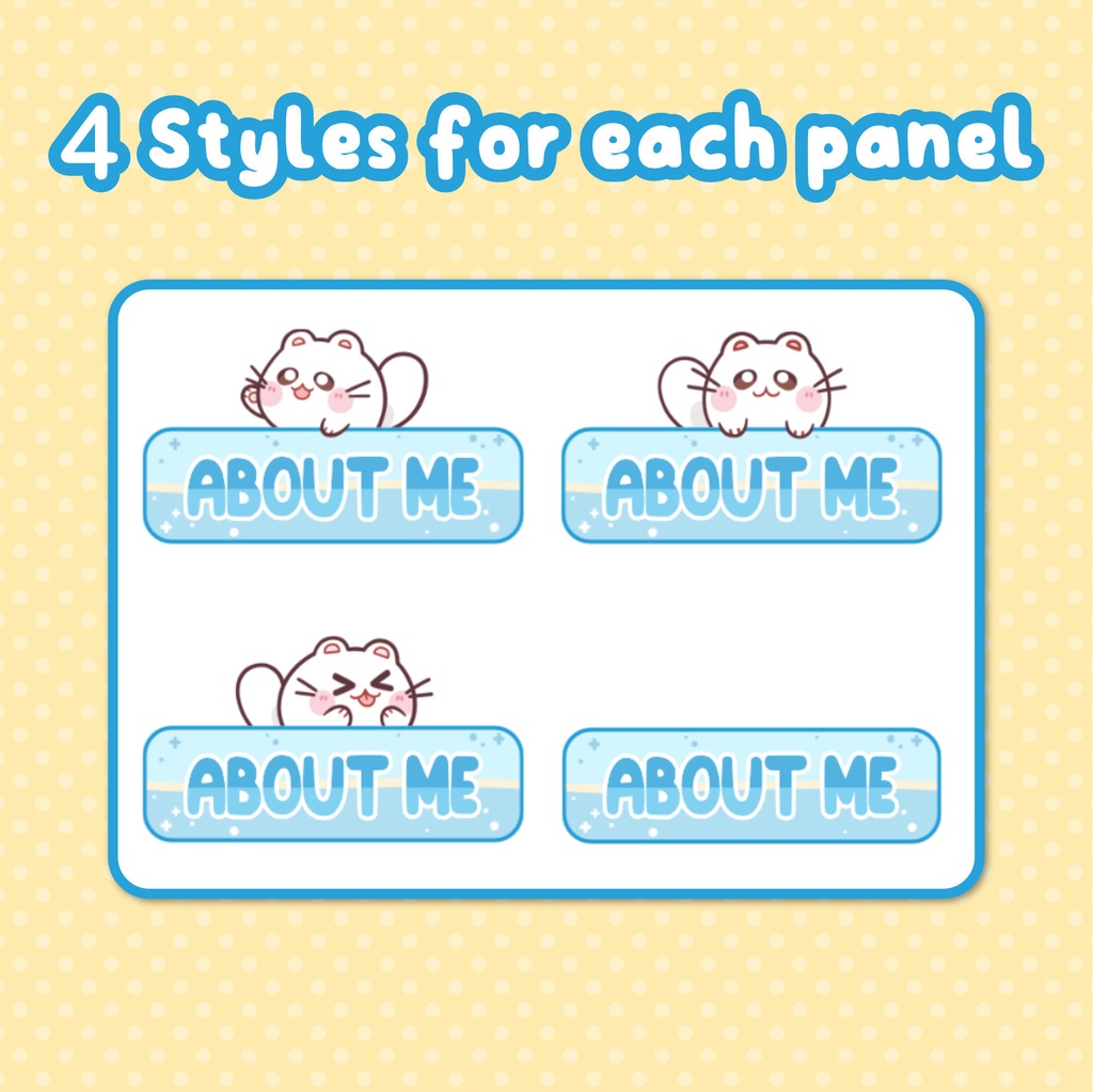 Twitch Panel Set Blue With White Cats