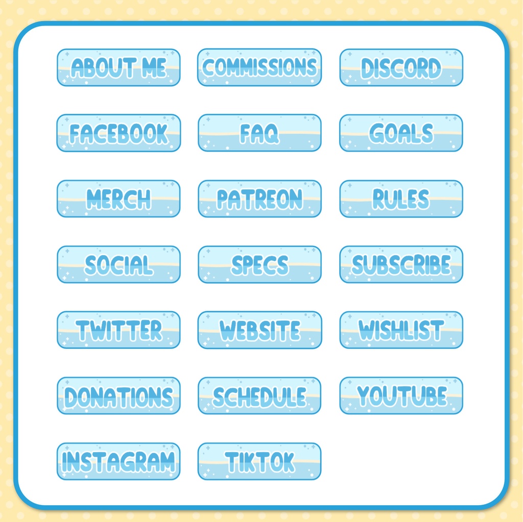 Twitch Panel Set Blue With White Cats