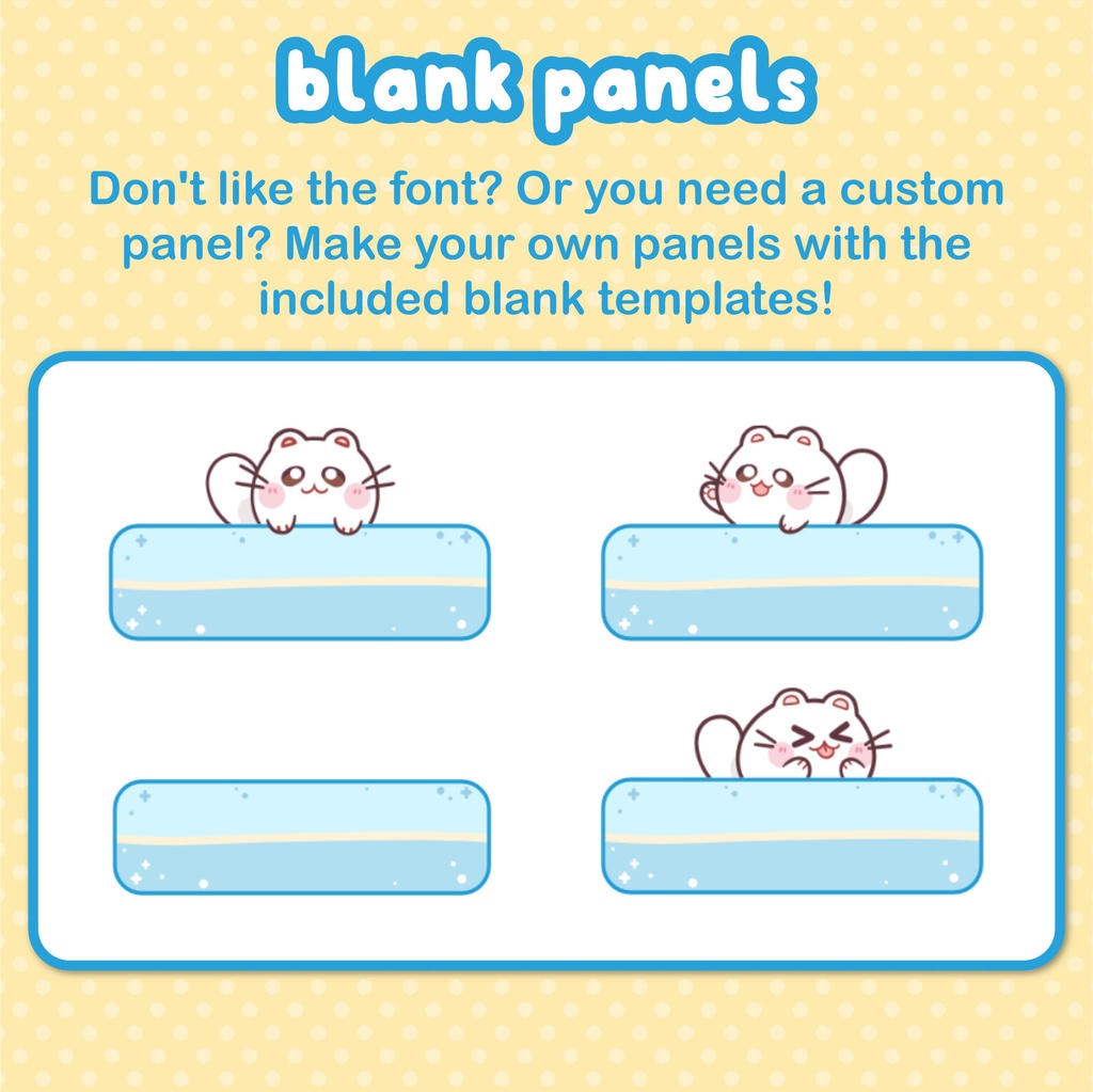 Twitch Panel Set Blue With White Cats