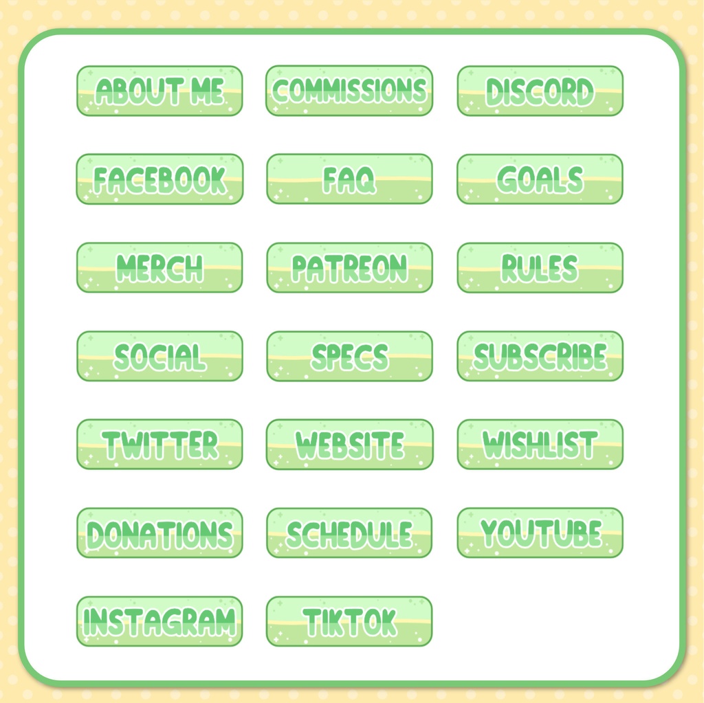 Twitch Panel Set Green With White Cats