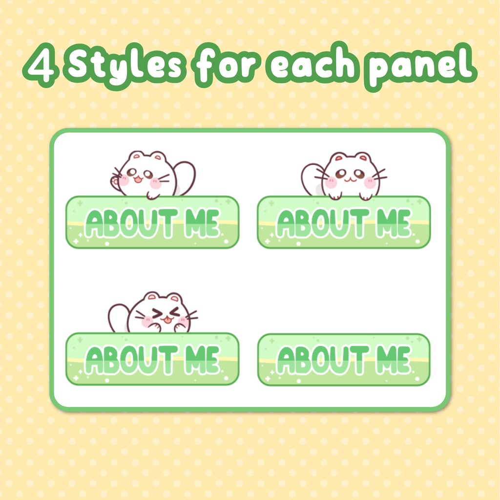 Twitch Panel Set Green With White Cats