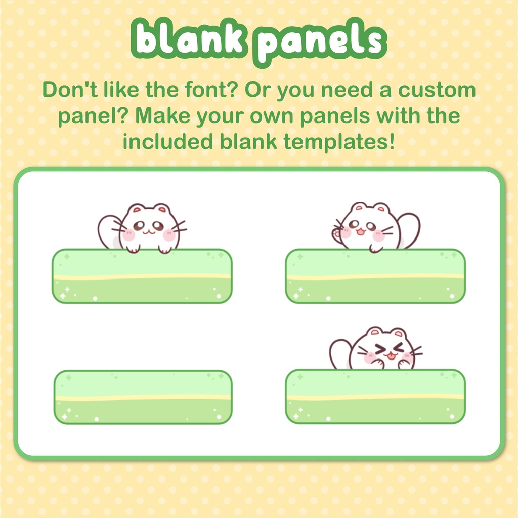 Twitch Panel Set Green With White Cats