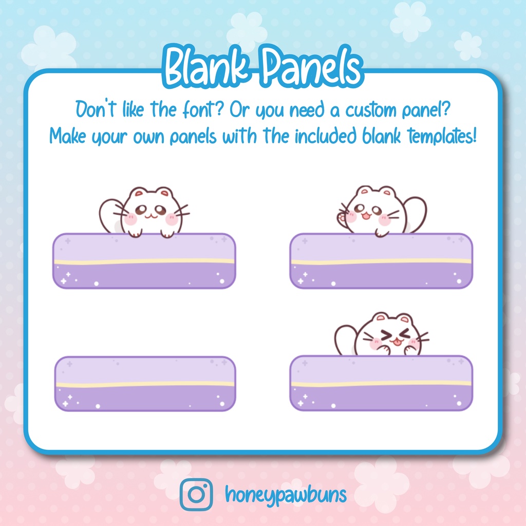 Twitch Panel Set Purple With White Cats