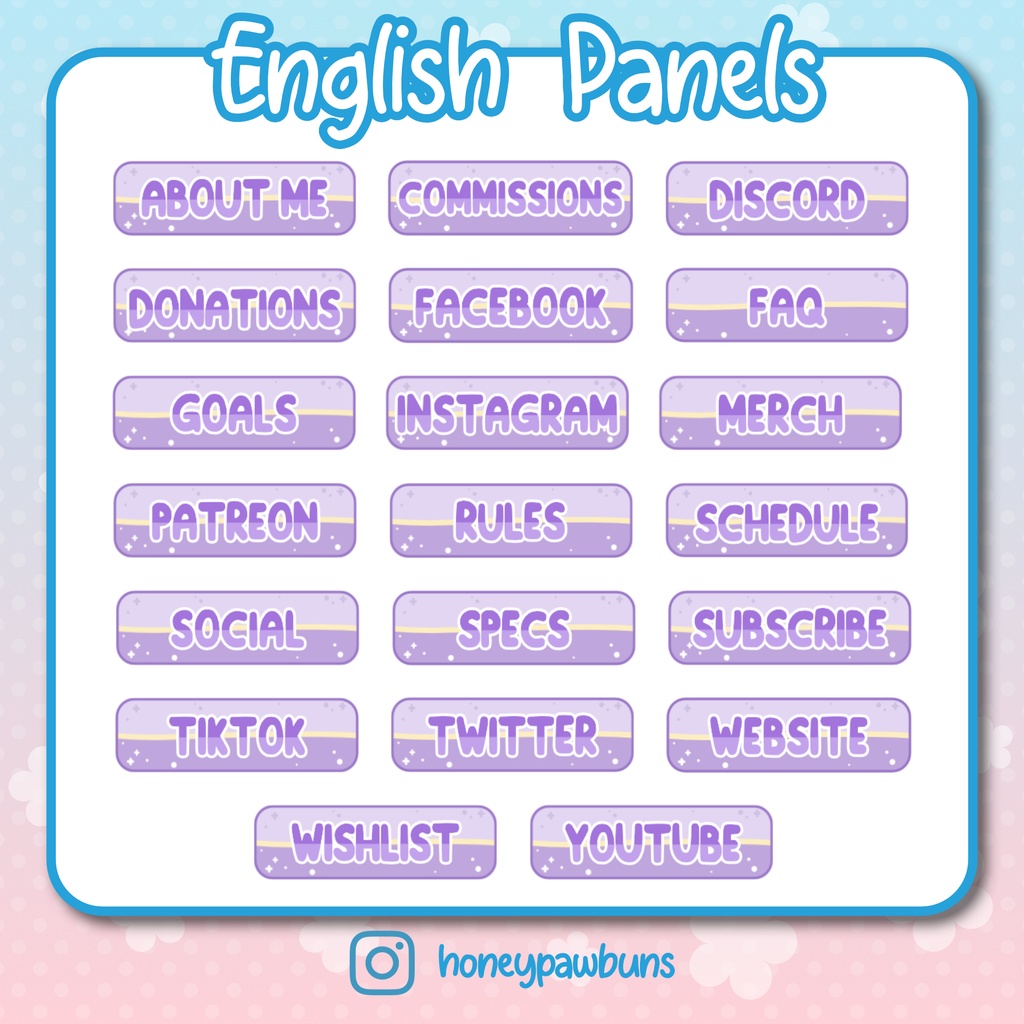 Twitch Panel Set Purple With White Cats