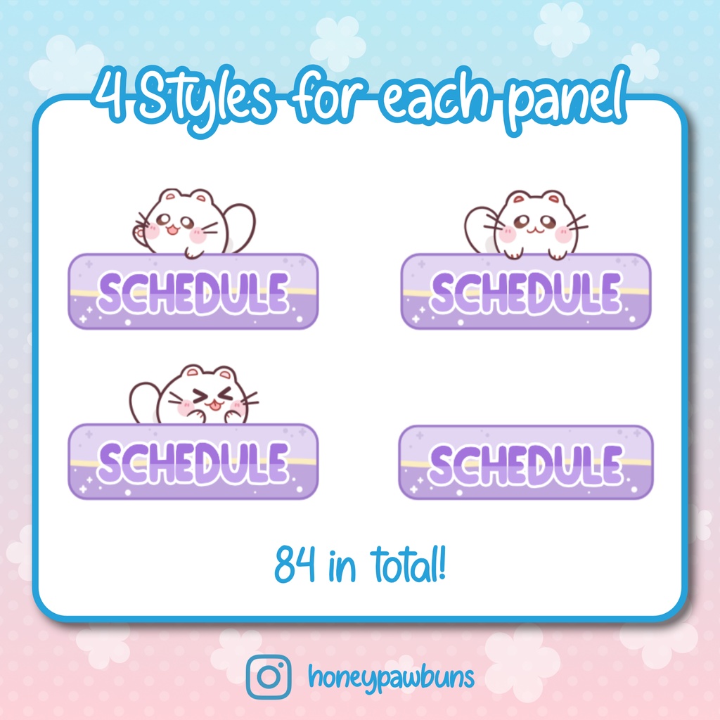 Twitch Panel Set Purple With White Cats