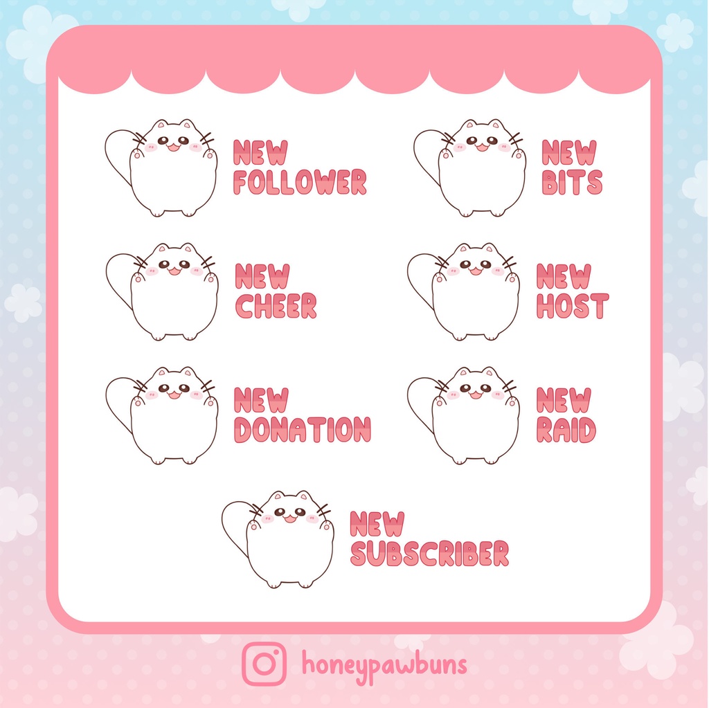 White Cat Twitch Alerts Set