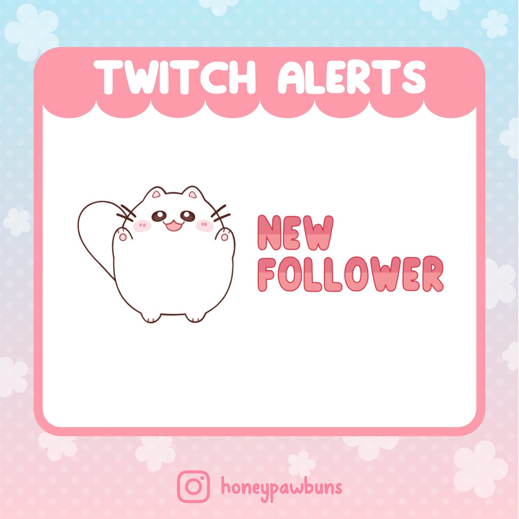 White Cat Twitch Alerts Set