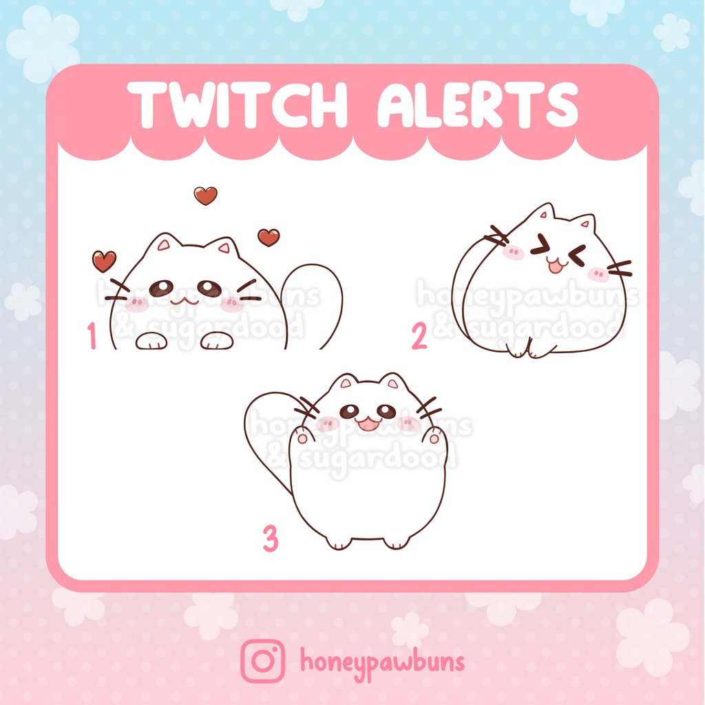 Twitch Alerts White Cat Set 2 and Single Alerts
