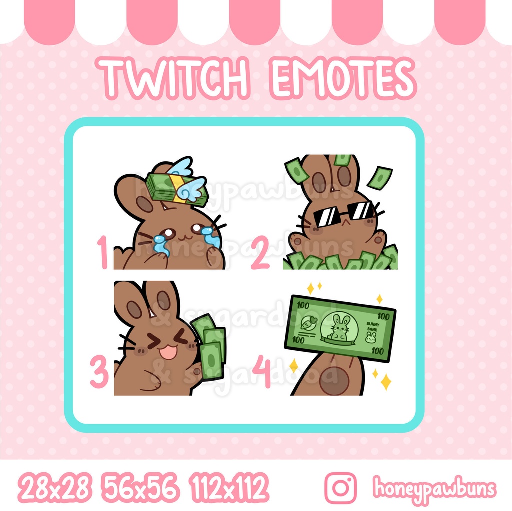 Twitch Money Emote Set And Single Emotes, Brown Bunny