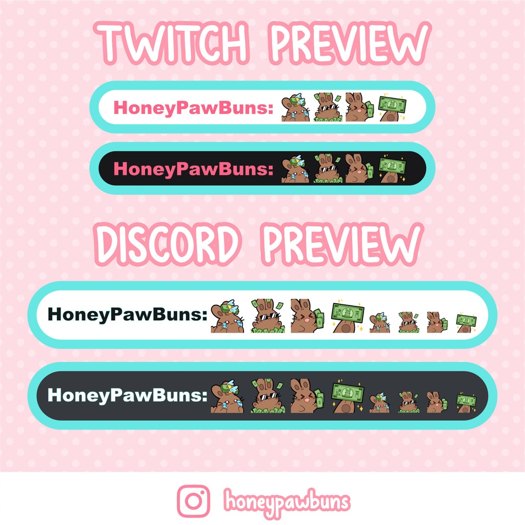 Twitch Money Emote Set And Single Emotes, Brown Bunny