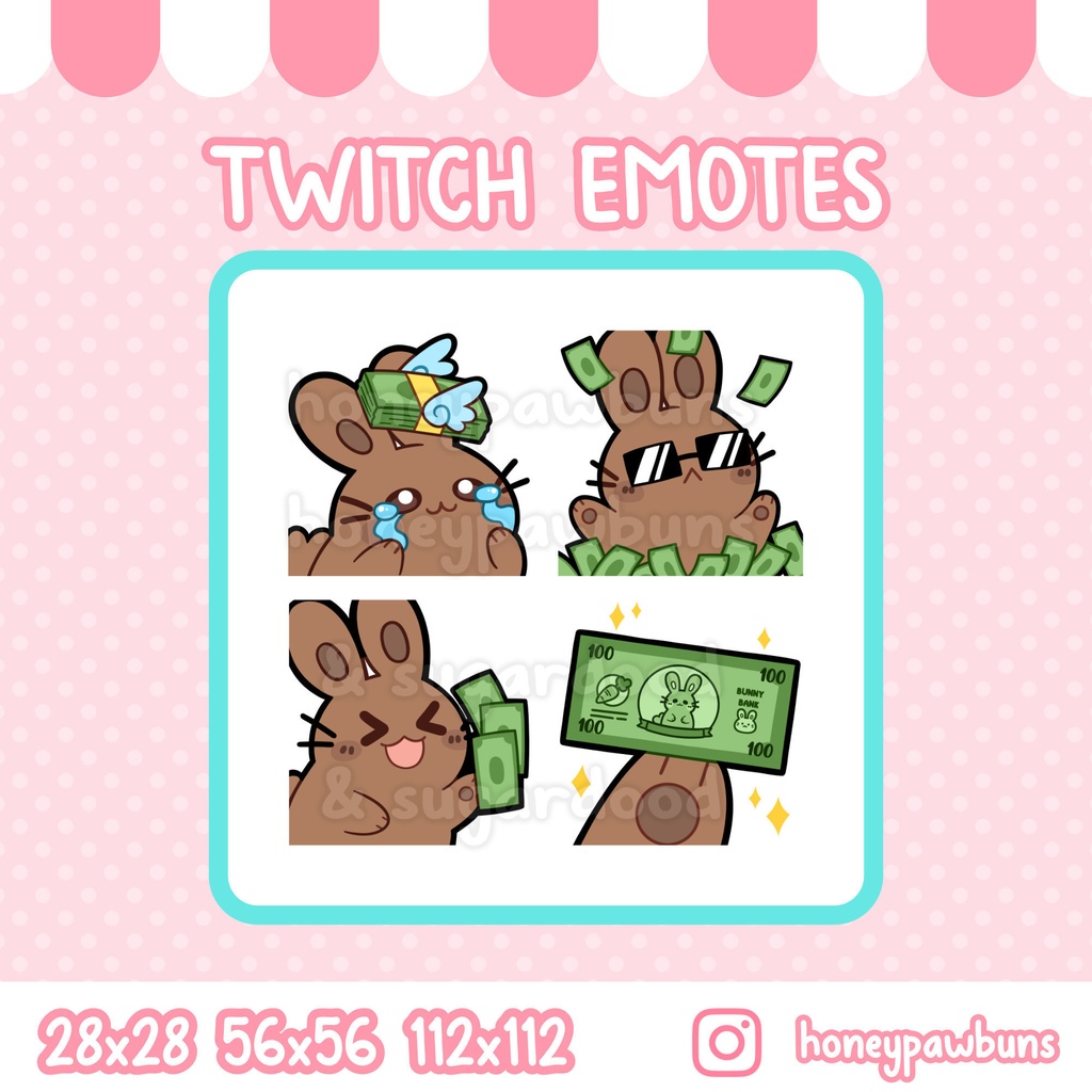Twitch Money Emote Set And Single Emotes, Brown Bunny