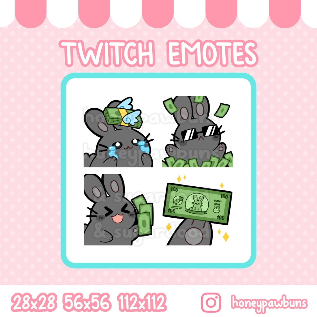 Twitch Money Emote Set And Single Emotes, Black Bunny