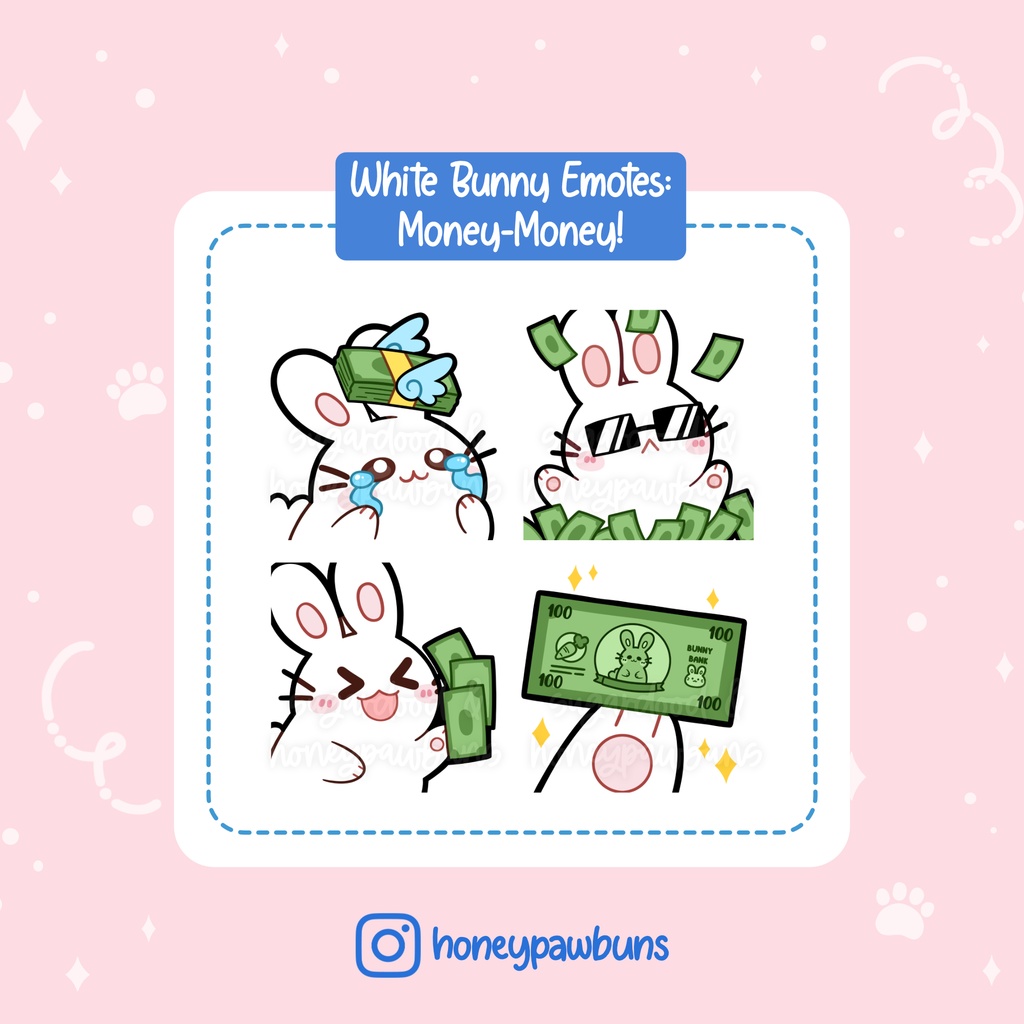 Bunny Twitch Emotes: Money Set