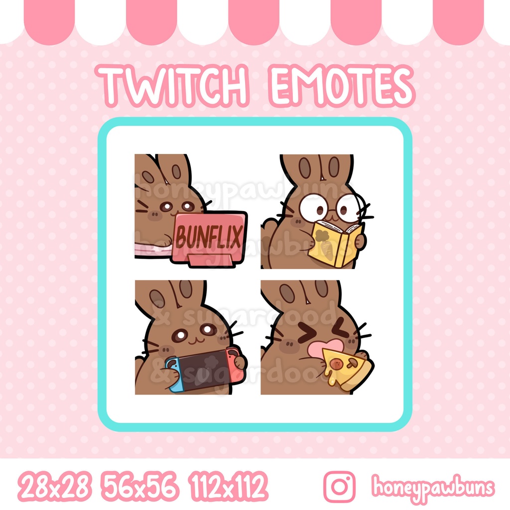 Lazy Day Twitch Emote Set And Single Emotes, Brown Bunny