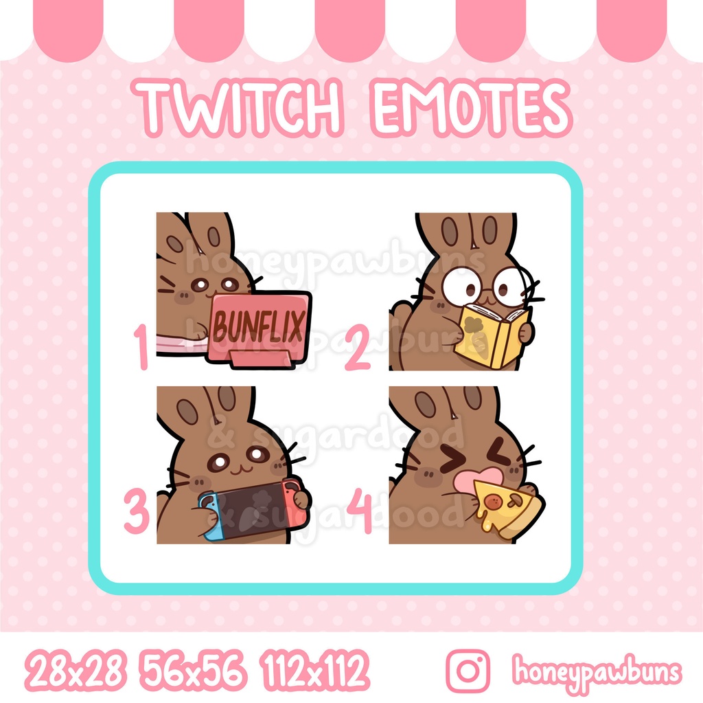 Lazy Day Twitch Emote Set And Single Emotes, Brown Bunny