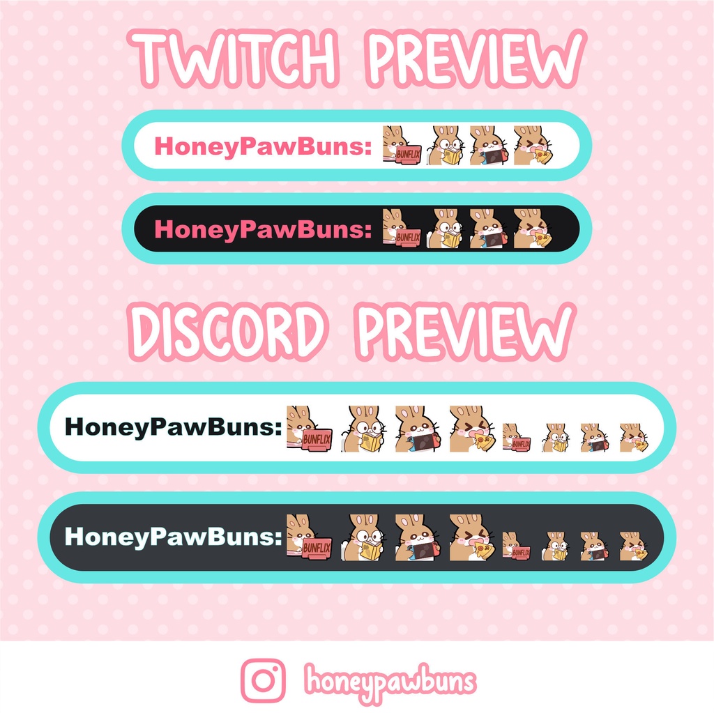 Lazy Day Twitch Emote Set And Single Emotes, Brown White Bunny