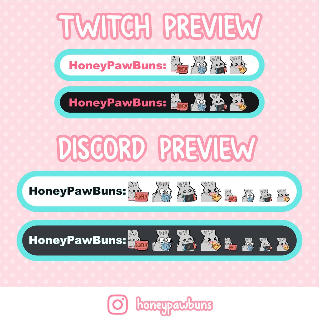 Lazy Day Twitch Emote Set And Single Emotes, Grey Bunny