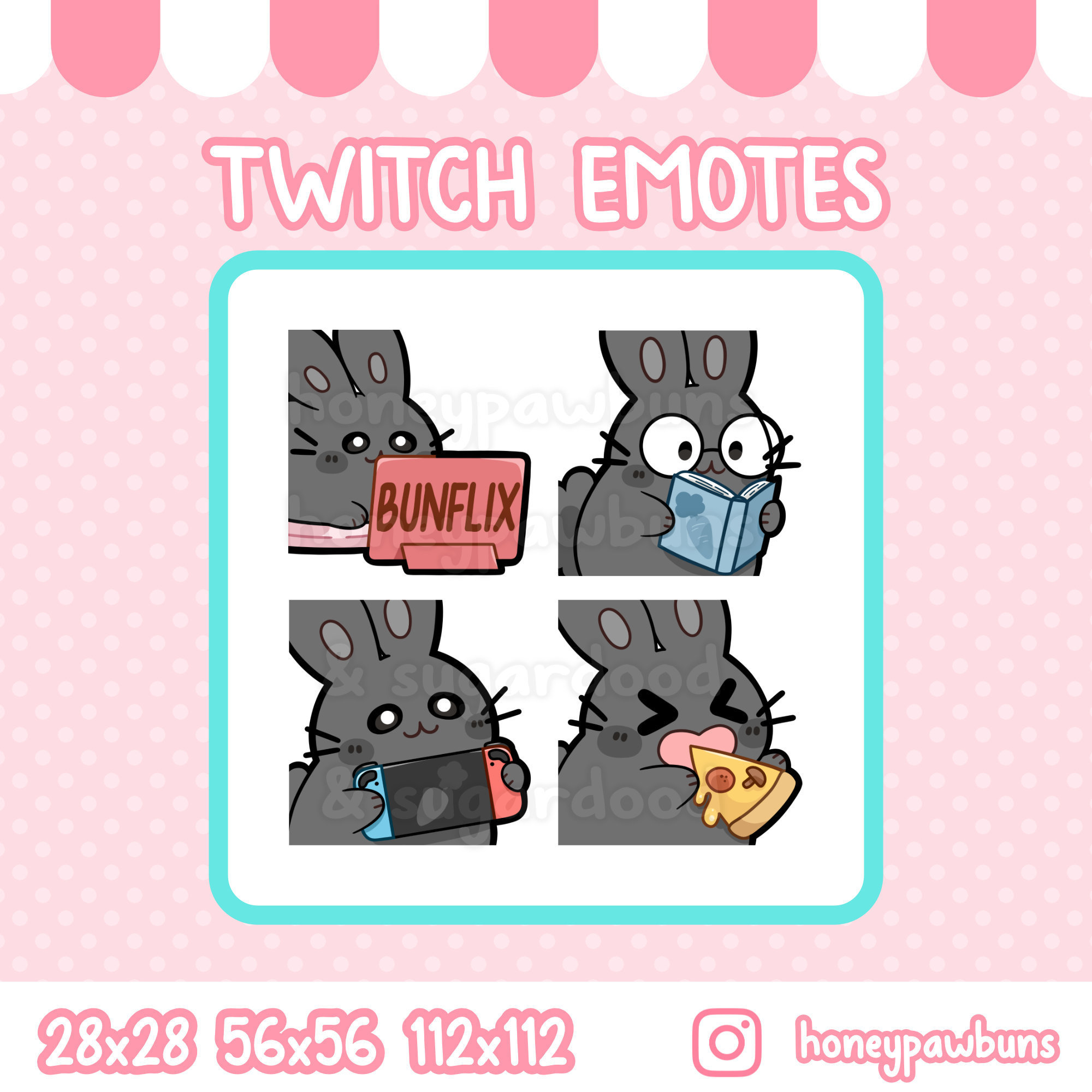 Black Bunny Emotes, Twitch Emotes, Discord Emojis