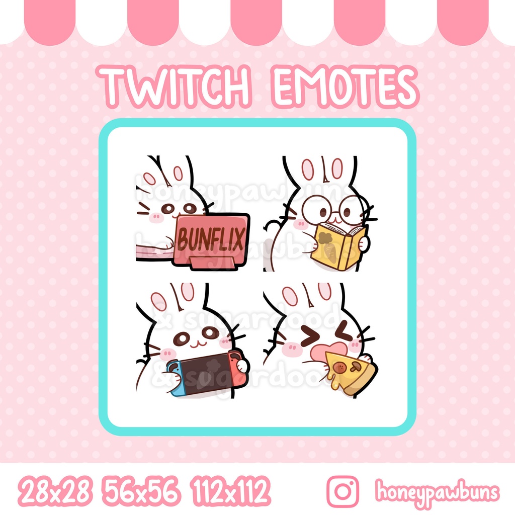 Lazy Day Twitch Emote Set And Single Emotes, White Bunny