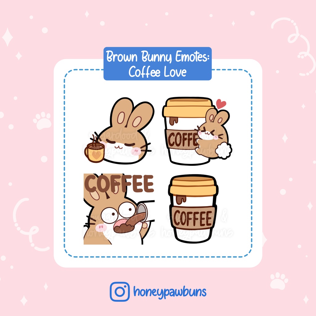 Brown Bunny Twitch Emotes: Coffee Love