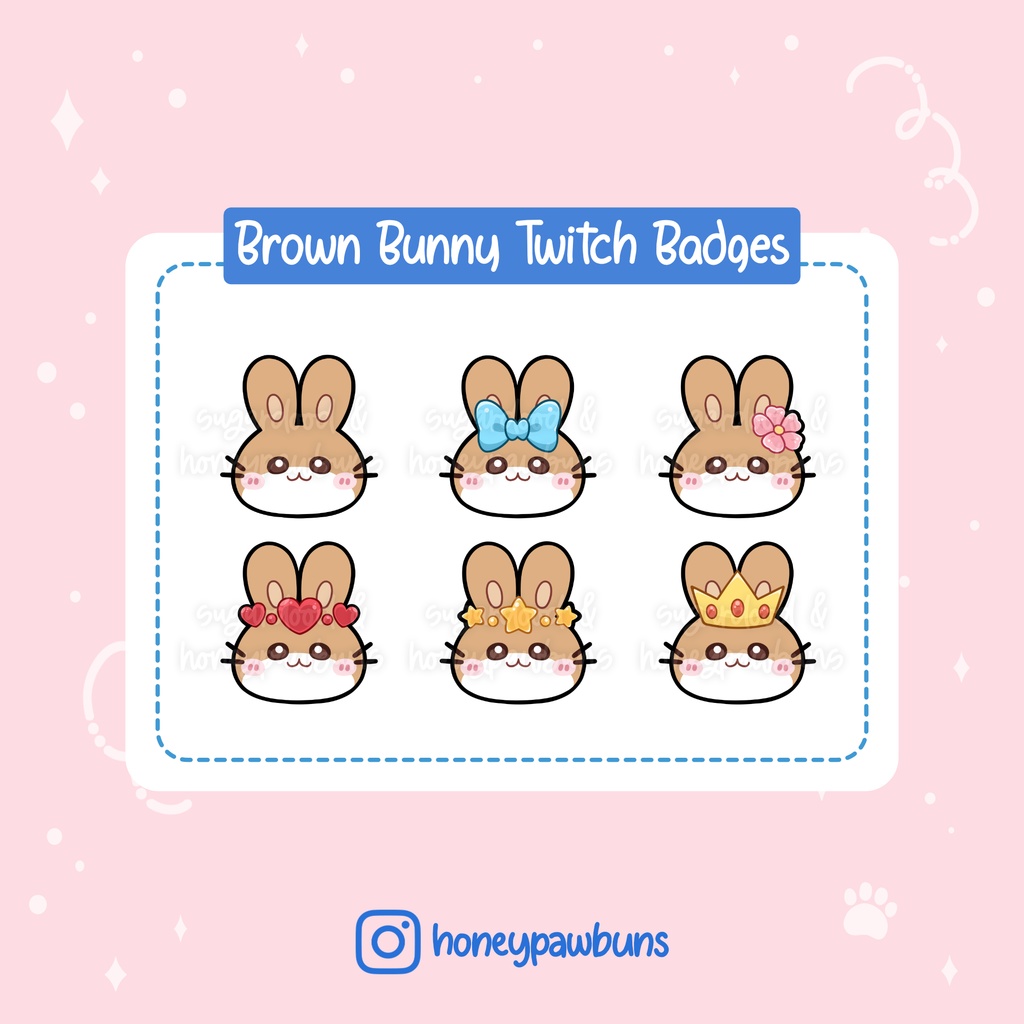 Brown White Bunny Twitch Badges