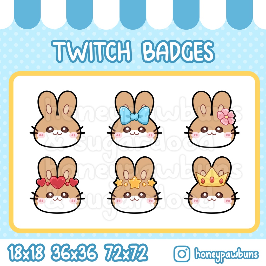 Brown White Bunny Twitch Badges