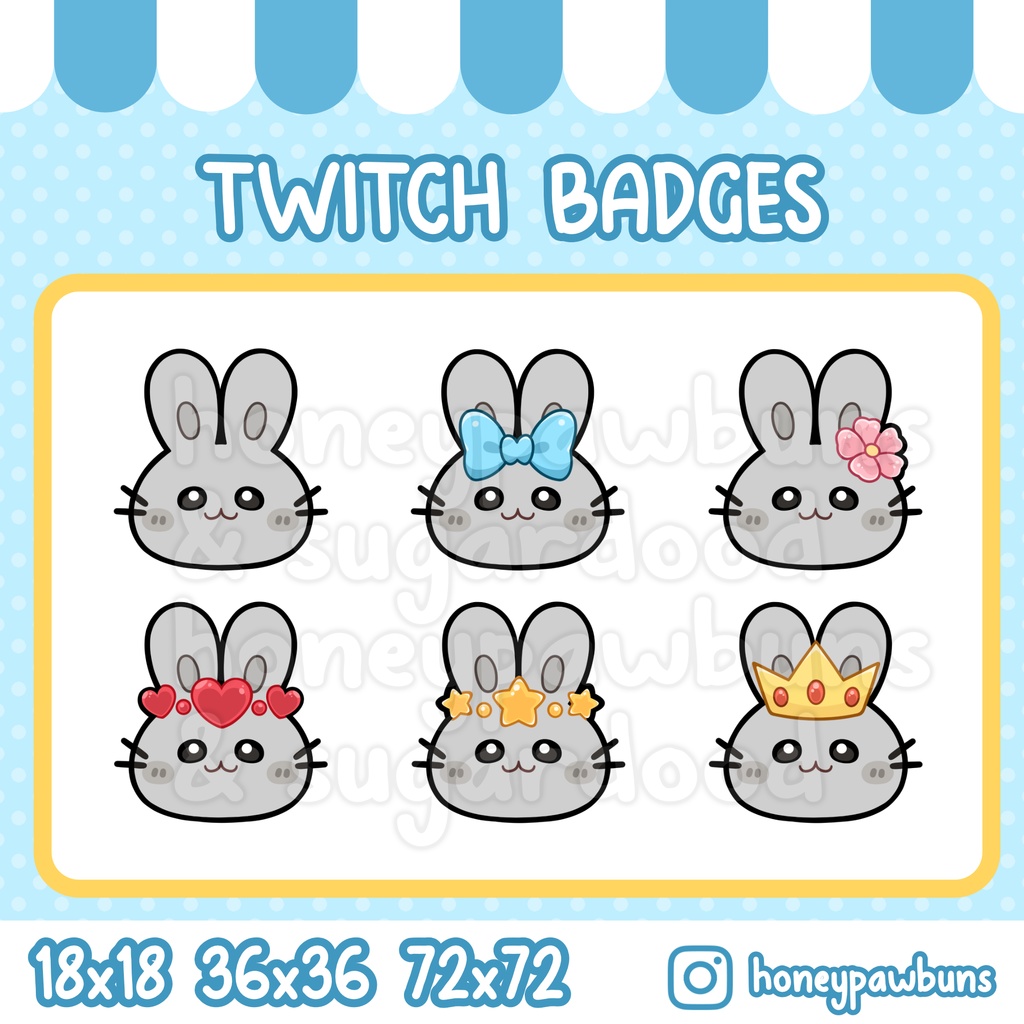 Grey Bunny Twitch Badges