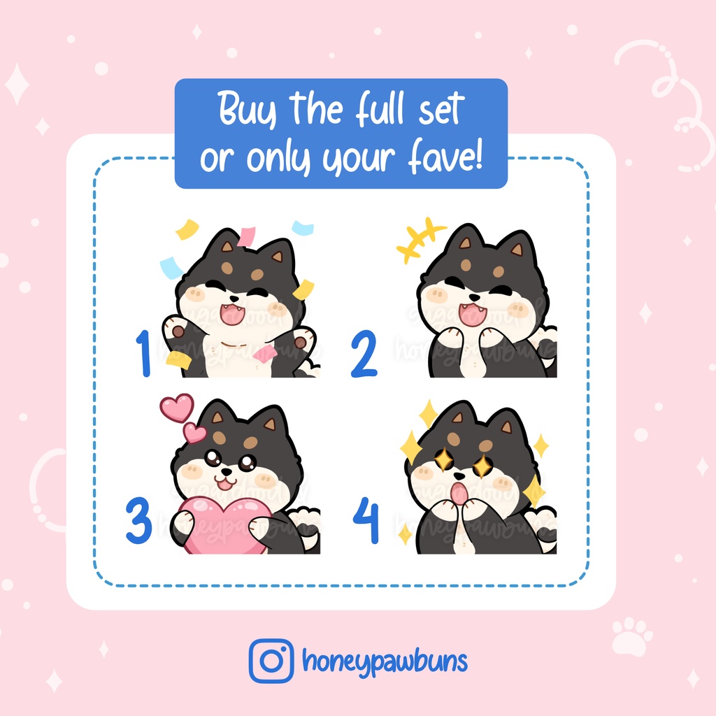 Black Shiba Inu Twitch Emotes: Hype, LOL, Love, POG