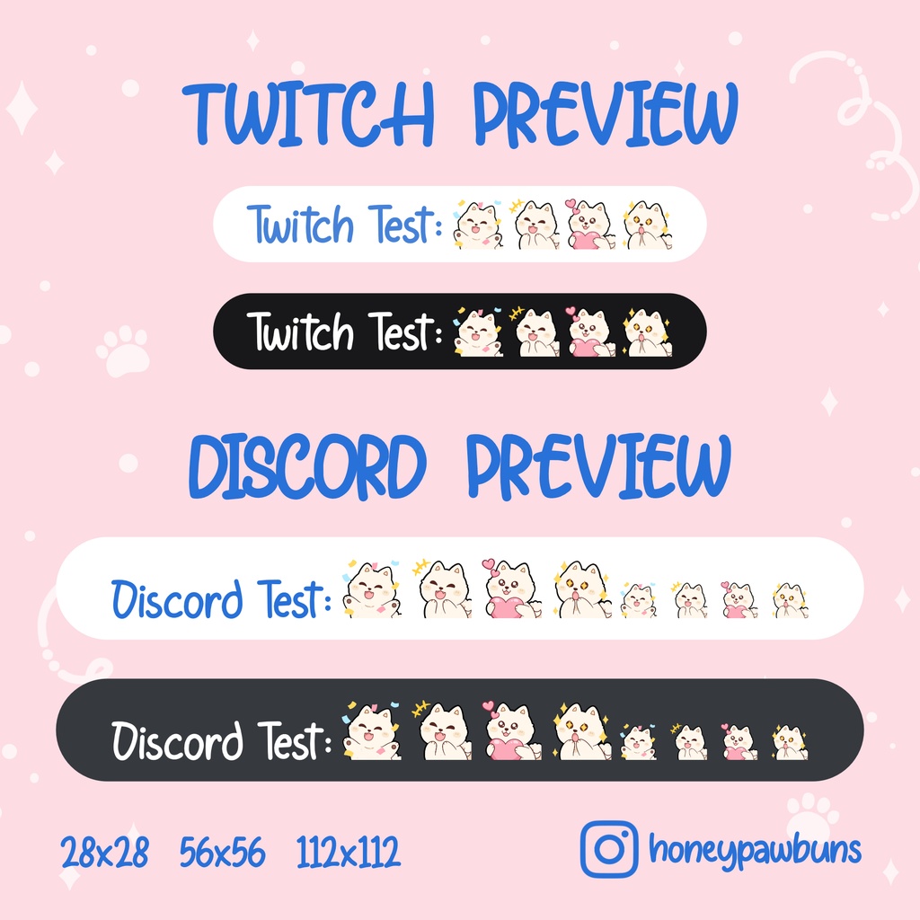 White Dog Twitch Emotes: Hype, LOL, Love, POG