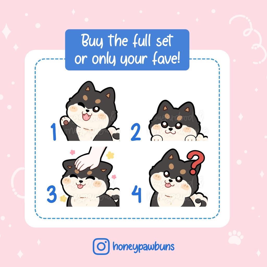 Black Shiba Inu Twitch Emotes: Wave, Lurk, Head Pat, Confused