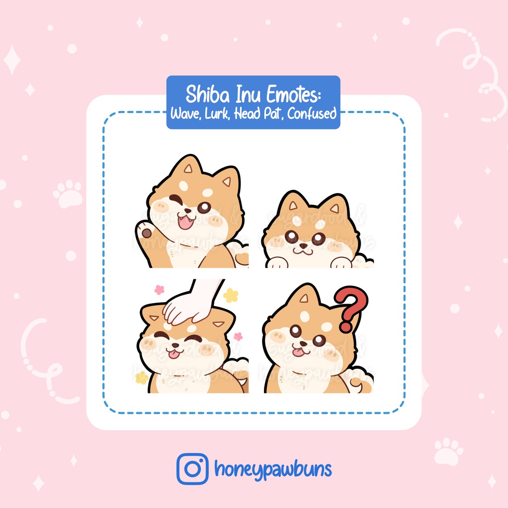 Shiba Inu Twitch Emotes: Wave, Lurk, Head Pat, Confused